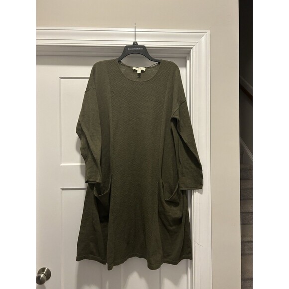Seasalt Heartfelt Swing Dress Olive Green Organic Cotton Wool Blend Knit Size 12 - Picture 1 of 6